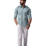Comfy Turquoise Blue Hunting Style Shirt Men Outdoor Comfort - Vibrant Menswear | Jaipurio
